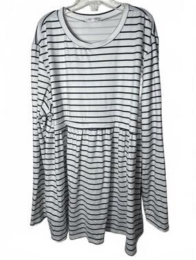 Blouse Top Womens Size 2XL Black White Striped Long Sleeve Casual Flowy